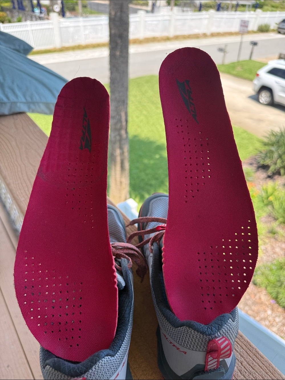 Altra Gray and Red Women's Trail Running Shoes - Picture 7 of 14